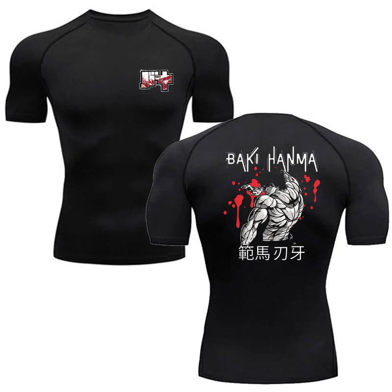 Camiseta de Compressão Anime Baki Hanma - Muscular Back